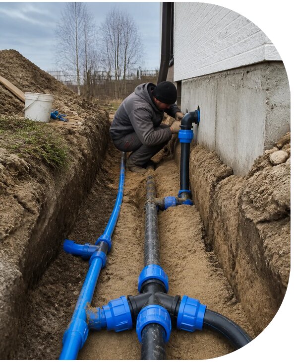 Монтаж наружного водопровода на участке под ключ в Устях-Илимске