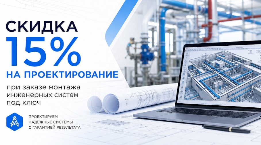 Акция! Скидка 15% на проектирование при заказе монтажа